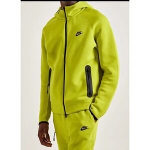 Nike Tech Fleece Windrunner Full Zip Hoodie Yellow Green FB7921-357 Men's Medium